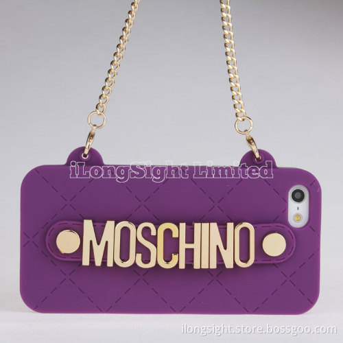 MOSCHINO Handbag With Chain Hold Silicone Case For iPhone 5